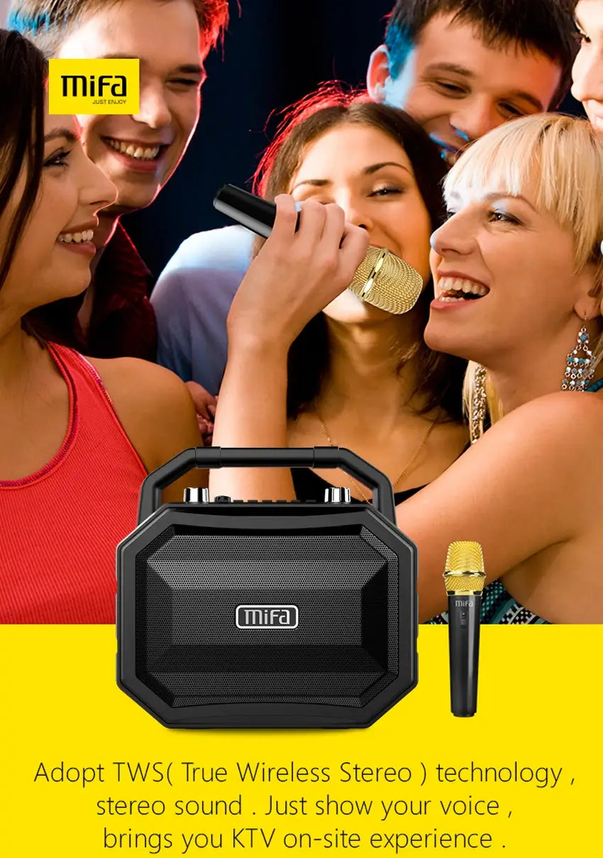 Mifa M520 Bluetooth Speaker with Wireless Microphone Mobile Karaoke TWS Stereo