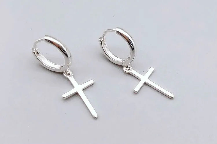 Flyleaf 925 Sterling Silver Cross Dangle Earrings For Women New Trend Lady Fashion Jewelry Pendientes Mujer Moda