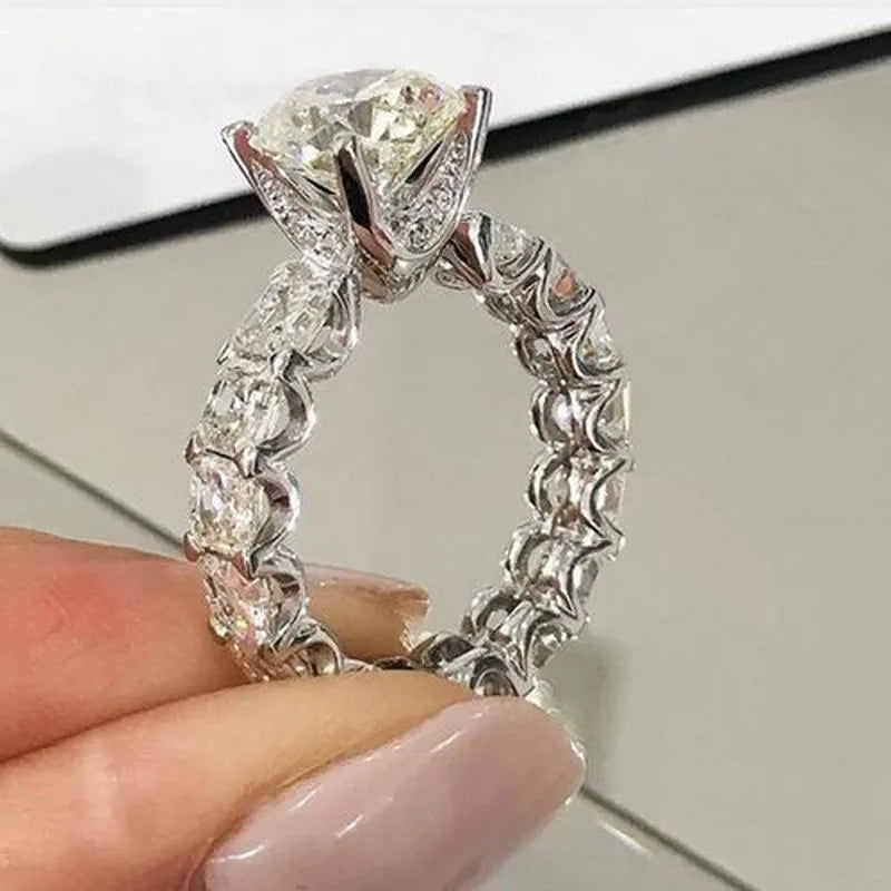 Dazzling ring 925 Sterling Silver Round 3ct AAAAA Cubic Zirconia Engagement wedding band Rings for women Bridal Fashion
