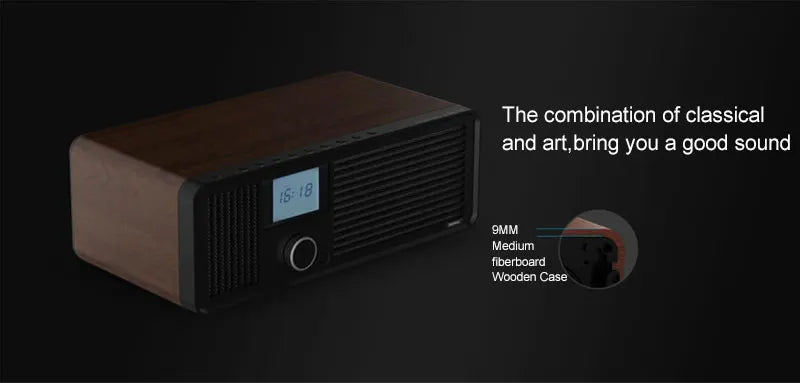 REMAX Retro Wood Dual Loudspeakers Wireless Bluetooth Speaker Support AUX Radio Fm For Xiaomi Iphone Samsung