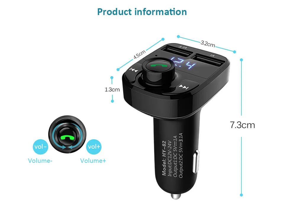 ANLUD Bluetooth Handsfree Car Kit FM Transmitter Micro SD TF MP3 Music Play Wireless Modulator