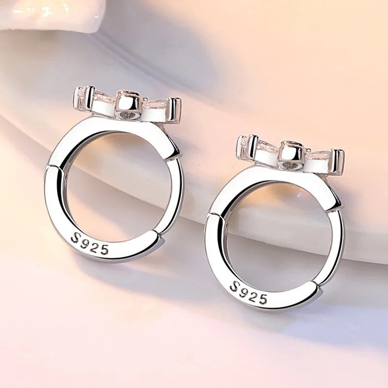 Fanqieliu Sterling 925 Silver Earrings Natural Crystal Small Flower Hoop For Woman FQL3235