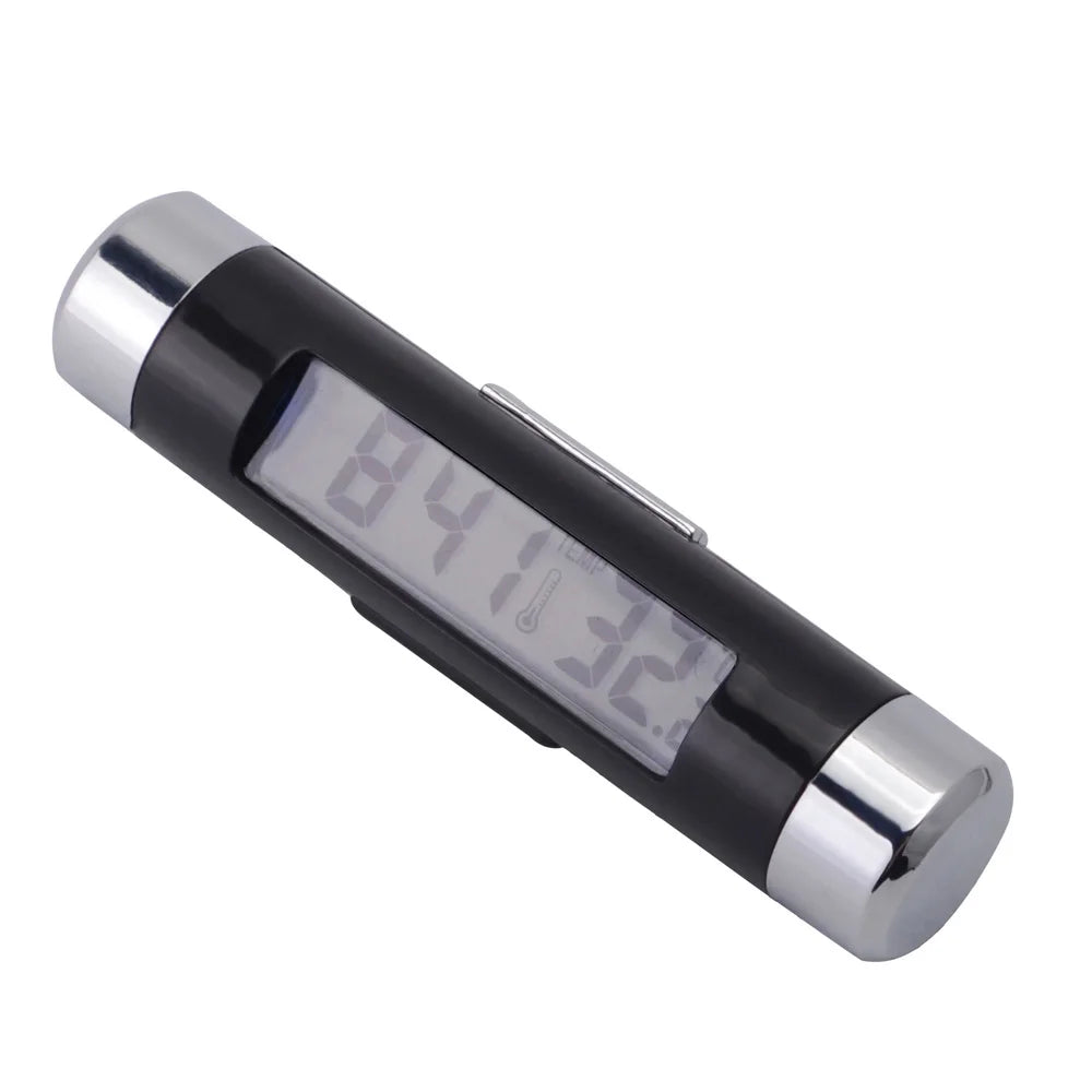 2in1 Car Auto LCD Clip-on Digital Temperature Thermometer Clock Calendar Automotive Blue Backlight