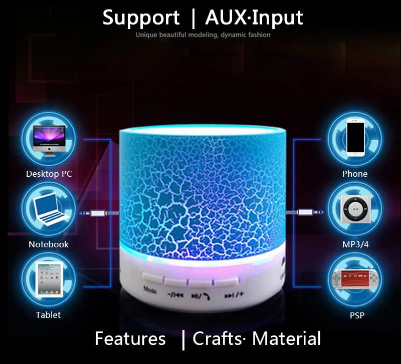 A9 LED Bluetooth Speaker Mini Speakers Hands Free Portable Wireless With TF Card Mic USB Audio Music Player