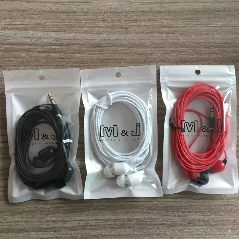 M&J 3M Earphone Monitor Headphones With Long Wire 3.5mm Gilded HiFi Stereo Universal Auricular For iPhone Huawei Xiaomi