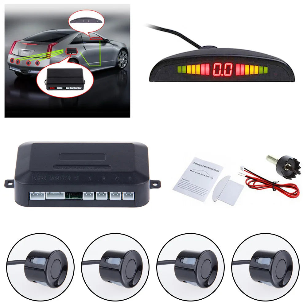 Car Auto Parktronic LED Parking Sensor With 4 Sensors Reverse Backup Radar Monitor Detector System Backlight Display