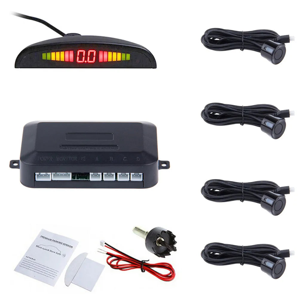Car Auto Parktronic LED Parking Sensor With 4 Sensors Reverse Backup Radar Monitor Detector System Backlight Display
