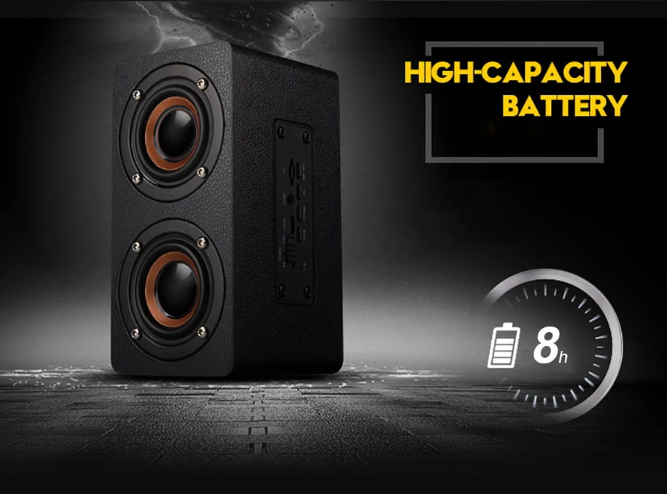 TOPROAD Wooden Wireless Bluetooth Speaker Portable HiFi Shock Bass Altavoz TF FM Radio Soundbar