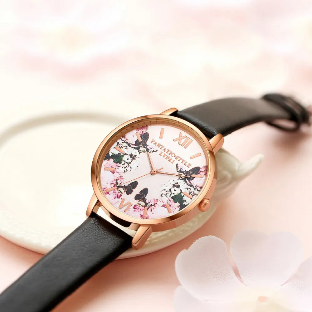 Flower Butterfly Ladies Bracelet Watch