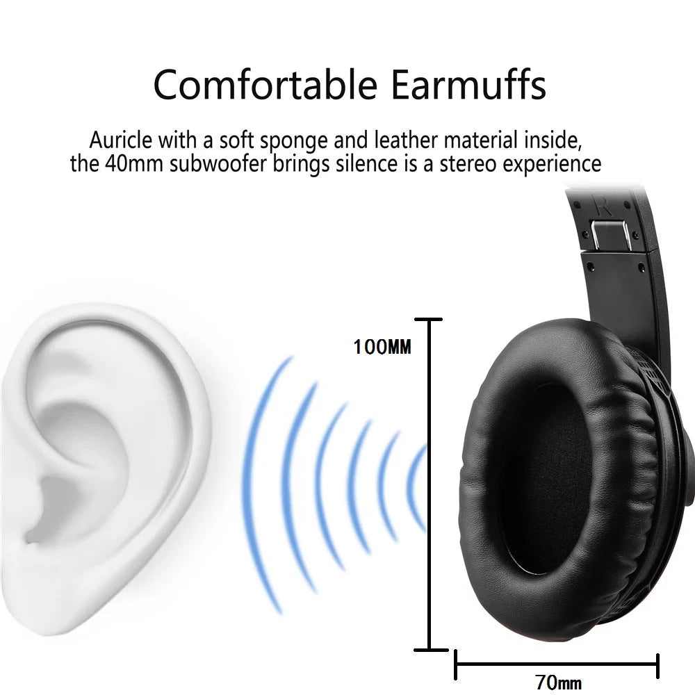 TOPROAD Bluetooth Headphone Wireless Foldable Stereo Earphones Auriculares Noise Cancelling Headset Bass Sound With Mic