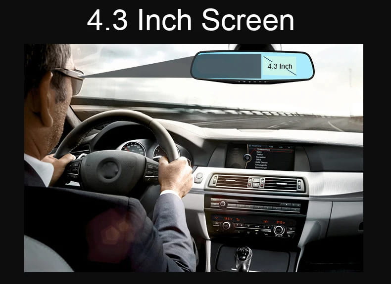 Full HD 1080P Car Dvr Camera Auto 4.3 Inch Rearview Mirror Digital Video Recorder Dual Lens Registratory Camcorder