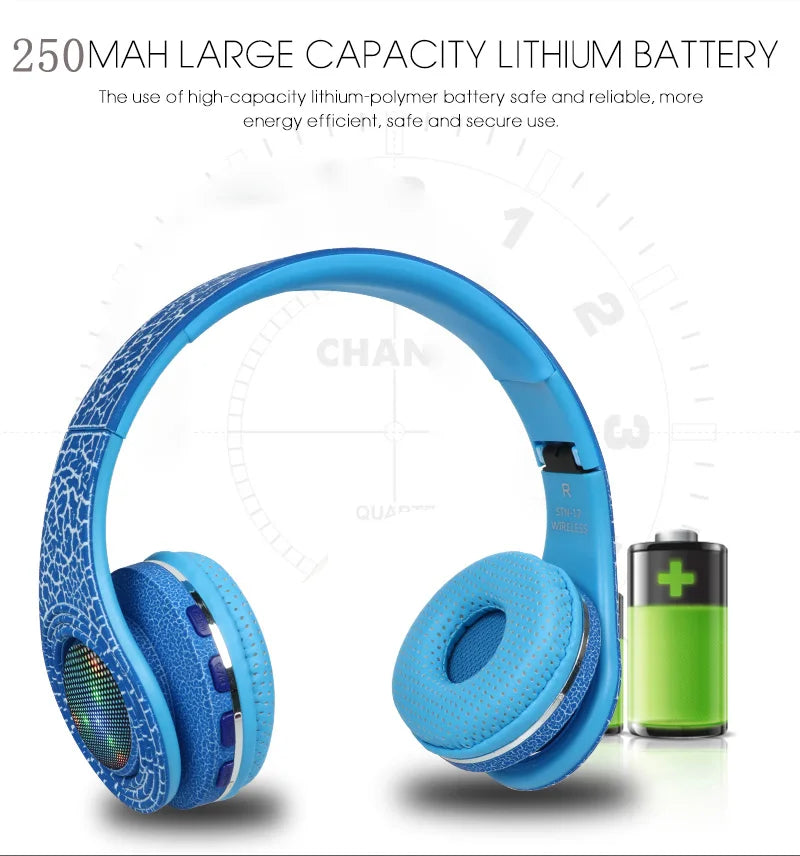 TOPROAD Casque Auriculares Bluetooth Headset Glowing LED Big Wireless Earphone Head Phone