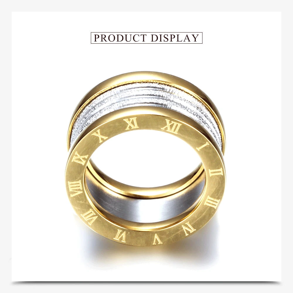 Two Color Vintage Antique Retro Stainless steel Rings For Women Men Jewelry Engagement Wedding