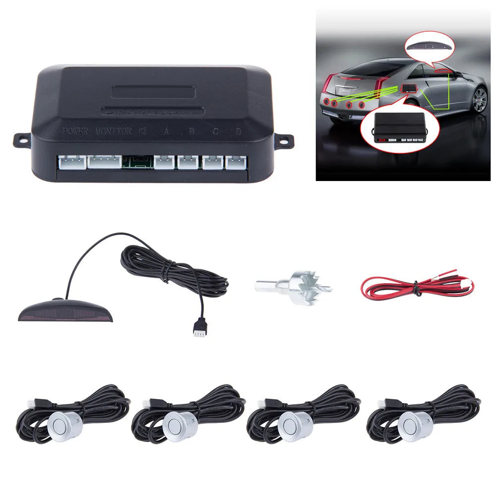 Car Auto Parktronic LED Parking Sensor With 4 Sensors Reverse Backup Radar Monitor Detector System Backlight Display