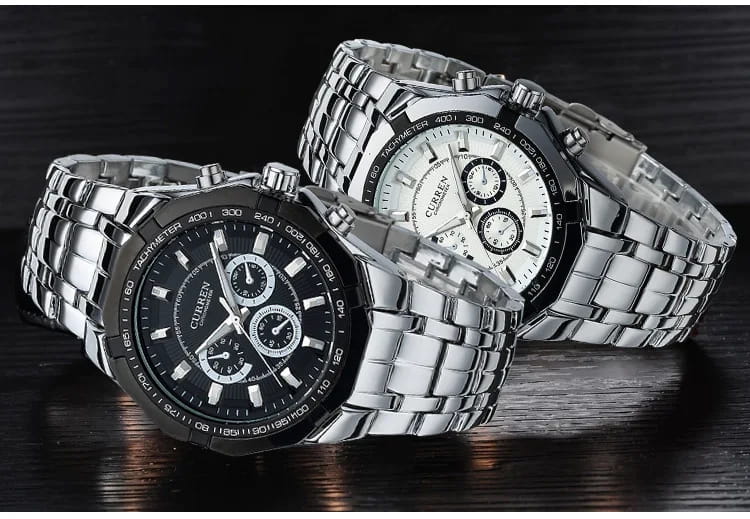 Curren men luxury brand military chronograph watches with stainless steel bracelets
