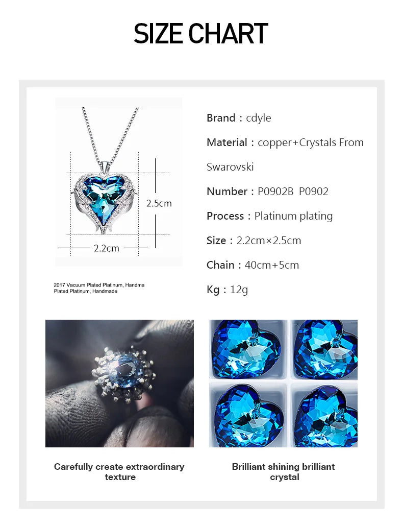 Cdyle Angel Wings Necklace Crystals from Swarovski Necklaces Fashion Jewelry For Women Heart Of Mother’s Day Gifts