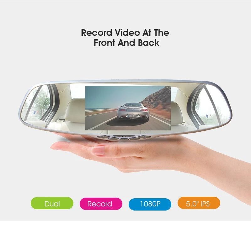 ANLUD Dash Camera 5.0 Dual Lens Dashcam GPS 1080P Car DVR Rear View Mirror Monitor Video Recorder 3IN1 Car-detector