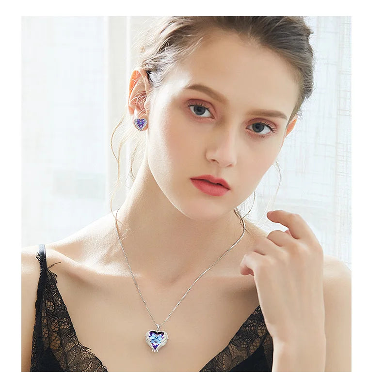 Cdyle Angel Wings Necklace Crystals from Swarovski Necklaces Fashion Jewelry For Women Heart Of Mother’s Day Gifts