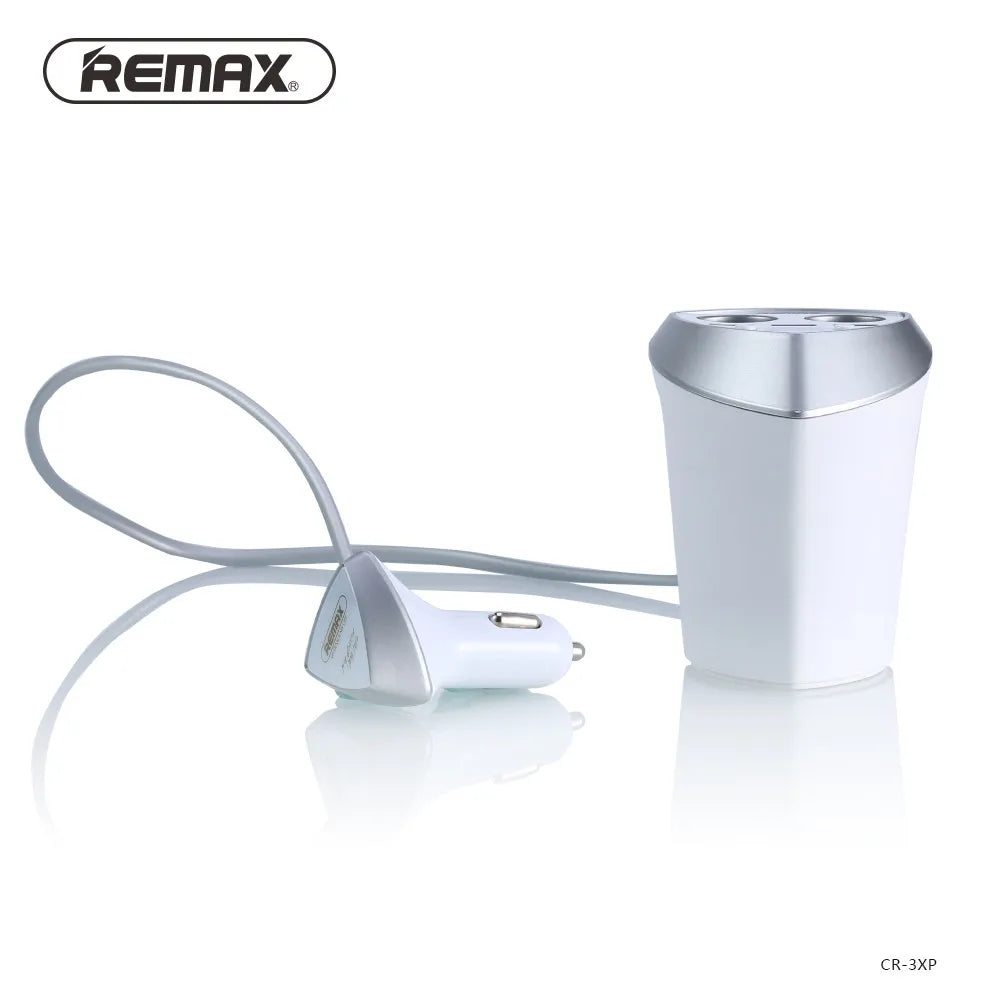 Remax Smart Car Cup 3 USB Charger Cigarette Lighter Voltage Display Plug Socket Splitter