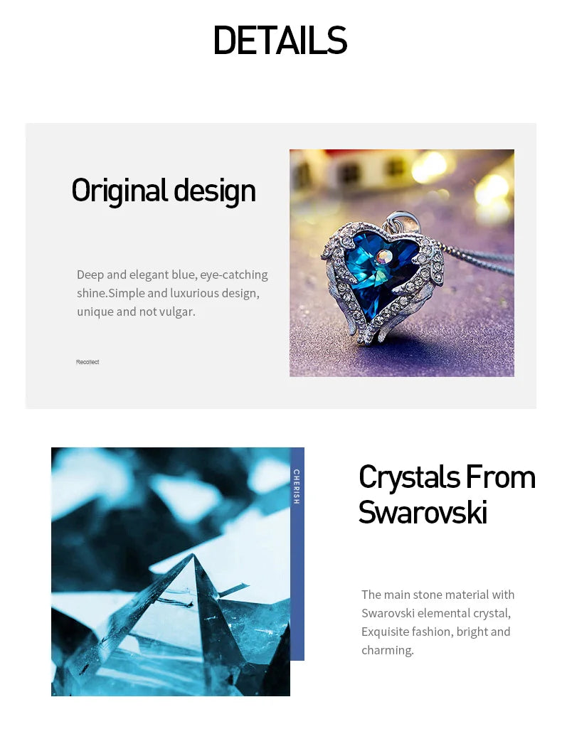 Cdyle Angel Wings Necklace Crystals from Swarovski Necklaces Fashion Jewelry For Women Heart Of Mother’s Day Gifts