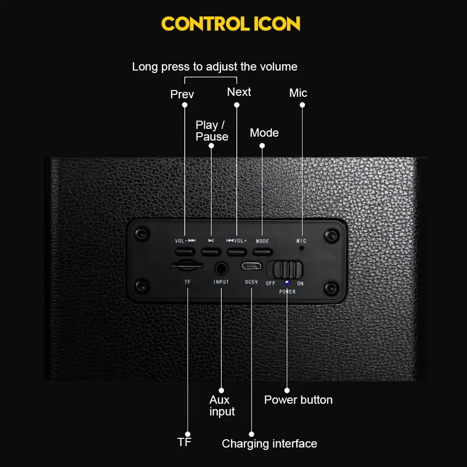 TOPROAD Wooden Wireless Bluetooth Speaker Portable HiFi Shock Bass Altavoz TF FM Radio Soundbar