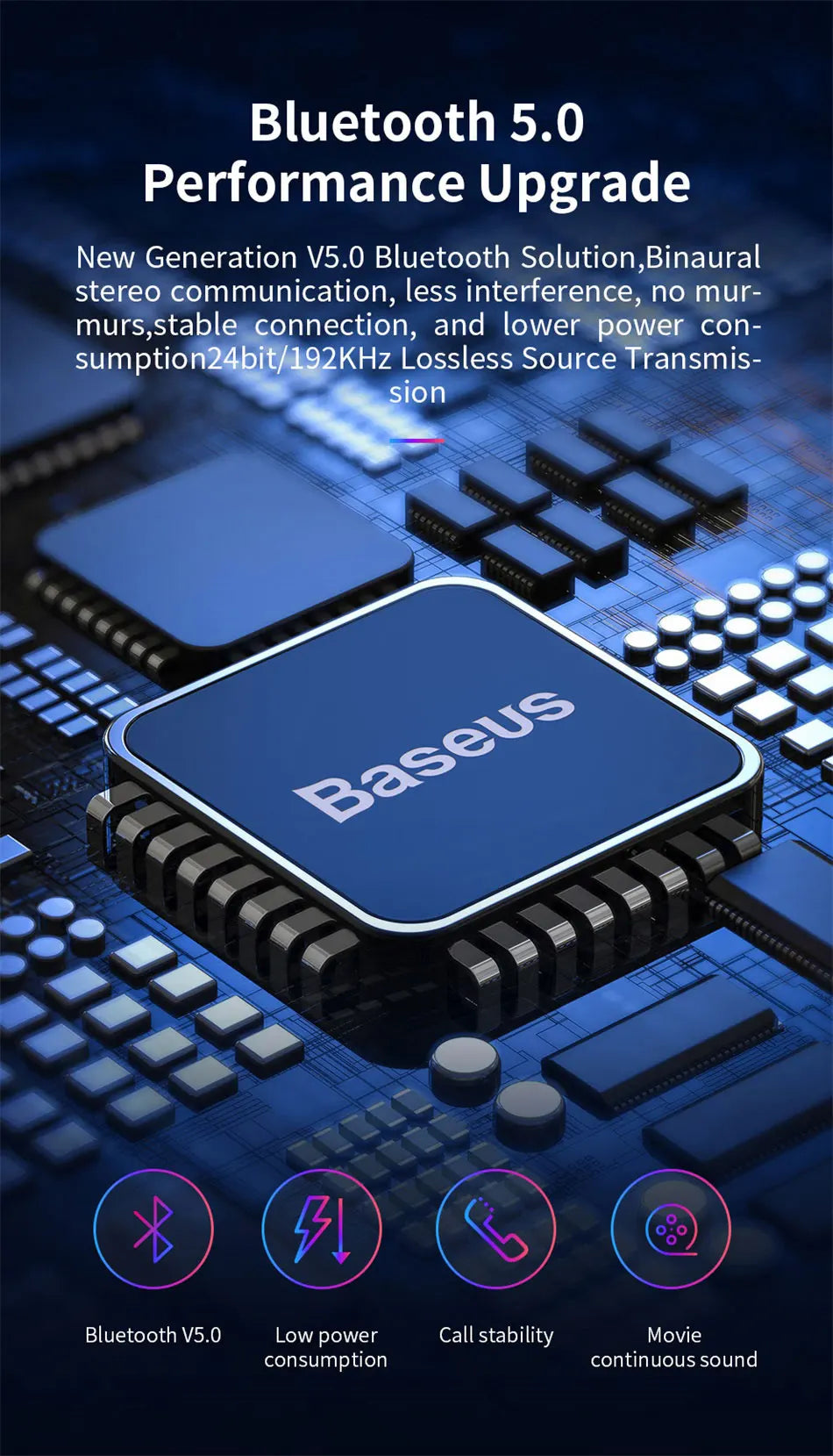 Baseus W01 TWS Bluetooth Earphone Wireless Headphone 5.0 Stereo Bass earphones With HD Microphone For Phone