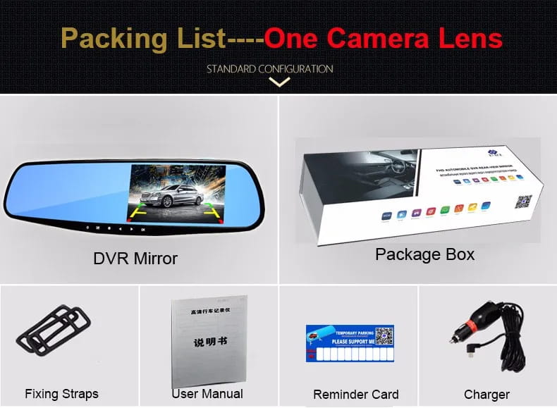 Full HD 1080P Car Dvr Camera Auto 4.3 Inch Rearview Mirror Digital Video Recorder Dual Lens Registratory Camcorder