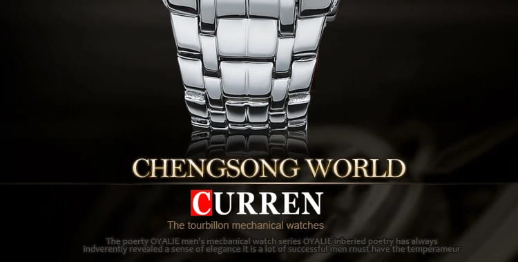 Curren men luxury brand military watch with silver stainless steel mesh bracelet