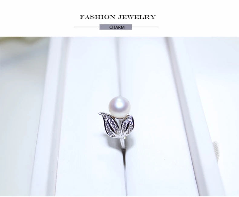 YIKALAISI Pearl jewelry 7-8 mm rings 925 sterling silver