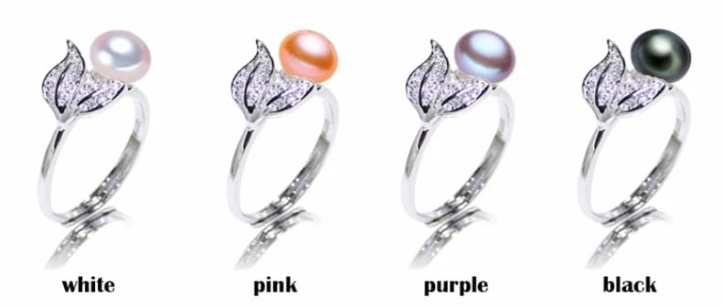 YIKALAISI Pearl jewelry 7-8 mm rings 925 sterling silver
