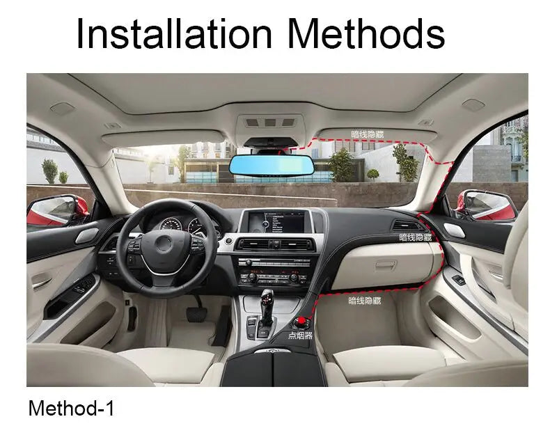 Full HD 1080P Car Dvr Camera Auto 4.3 Inch Rearview Mirror Digital Video Recorder Dual Lens Registratory Camcorder