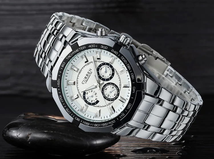 Curren men luxury brand military stainless steel chronograph watch