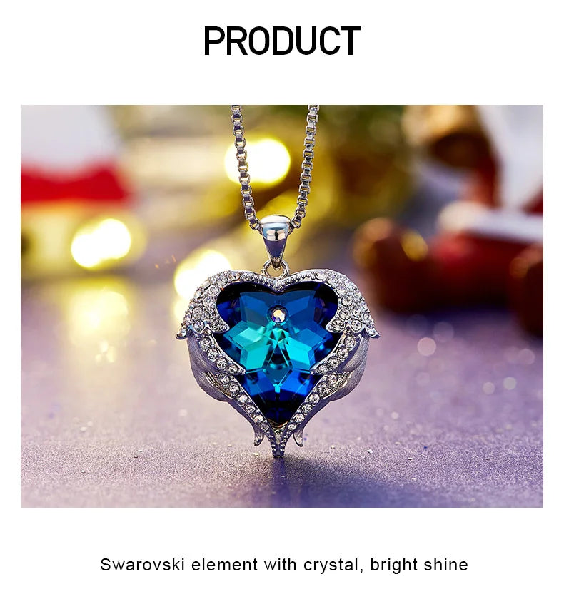 Cdyle Angel Wings Necklace Crystals from Swarovski Necklaces Fashion Jewelry For Women Heart Of Mother’s Day Gifts