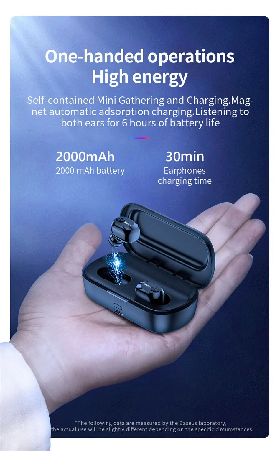 Baseus W01 TWS Bluetooth Earphone Wireless Headphone 5.0 Stereo Bass earphones With HD Microphone For Phone