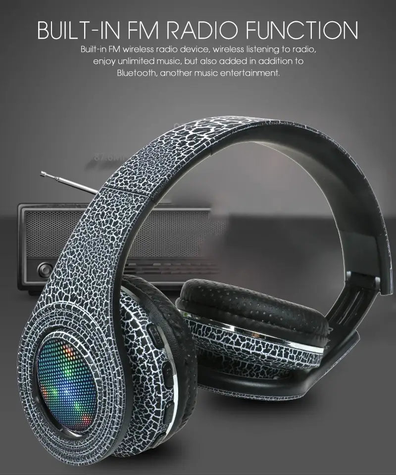 TOPROAD Casque Auriculares Bluetooth Headset Glowing LED Big Wireless Earphone Head Phone