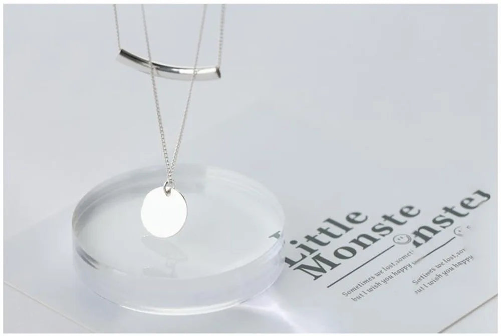 Monedas colgante 925 Plata capas collar gargantilla Kolye encanto minimalismo Vintage Boho Bijoux Femme Collier mujer