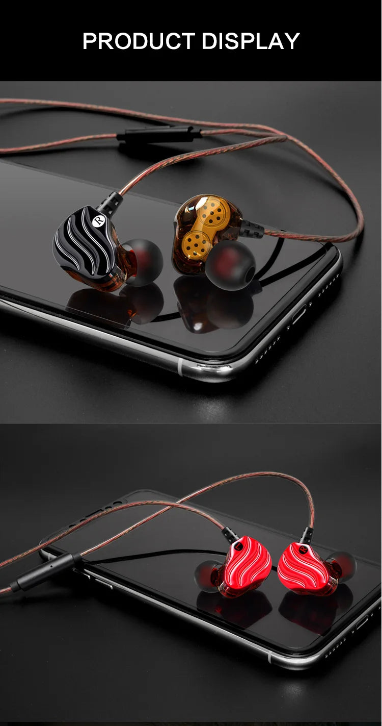 Earphones QKZ KD4 fone de ouvido Mini Dual Driver Original hybrid dual dynamic driver Headphone mp3 DJ Headset