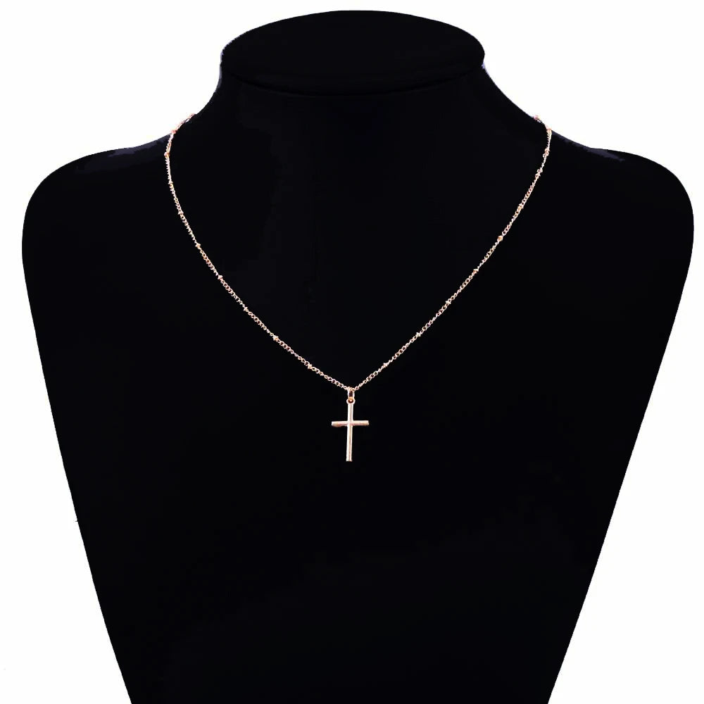 Vienkim Summer Gold Chain Cross Necklace Small Religious Jewelry Women’s necklace