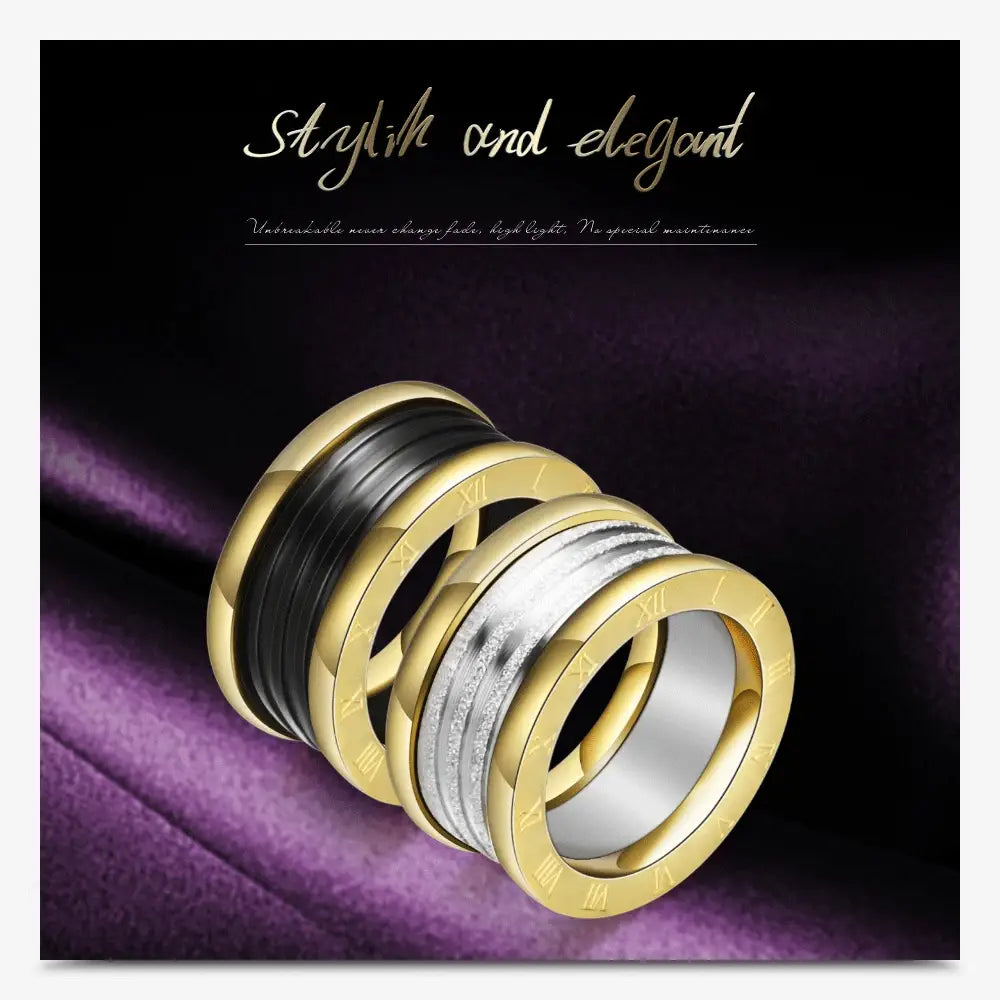 Two Color Vintage Antique Retro Stainless steel Rings For Women Men Jewelry Engagement Wedding