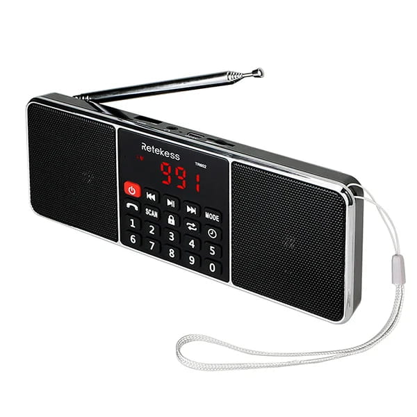 RETEKESS TR602 Digital Portable Radio AM FM Bluetooth Speaker Stereo MP3 Player TF/SD Card USB Drive Handsfree Call LED