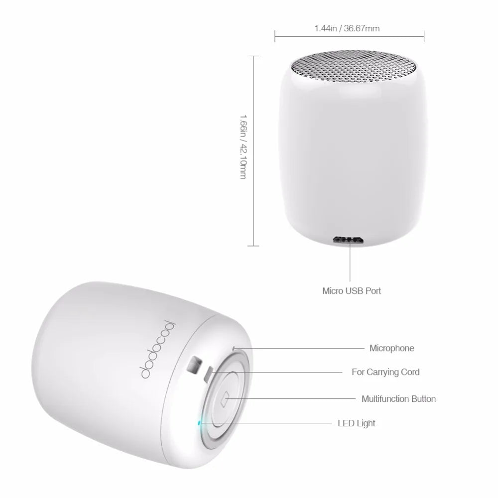 dodocool Loudspeaker Bluetooth Speaker Portable Stereo Handsfree Music Square Box Mini Wireless for Compute Phone PC