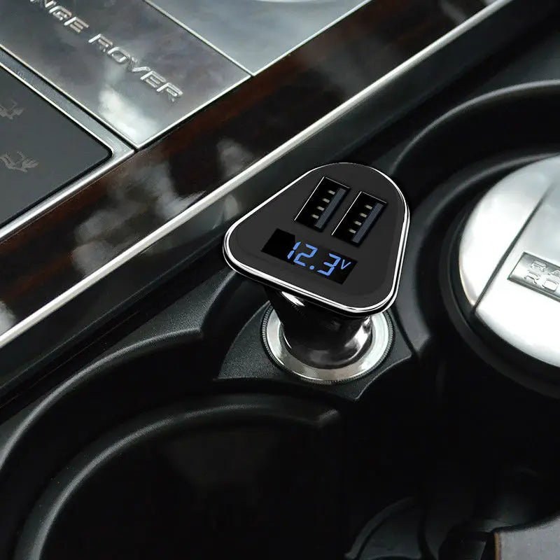 Anlud Dual USB Universal ABS + PC LED Screen Car Charger with Volatge Display