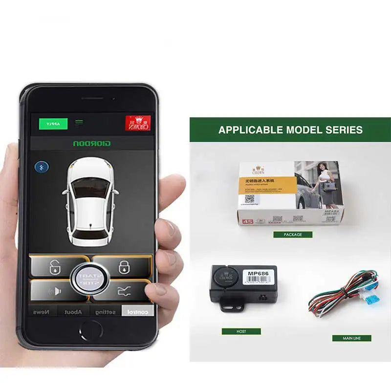 Universal Smart Key Central Locking Door Lock SmartPhone APP Auto Remote Keyless System Passive Trunk Car Alarm MP686B