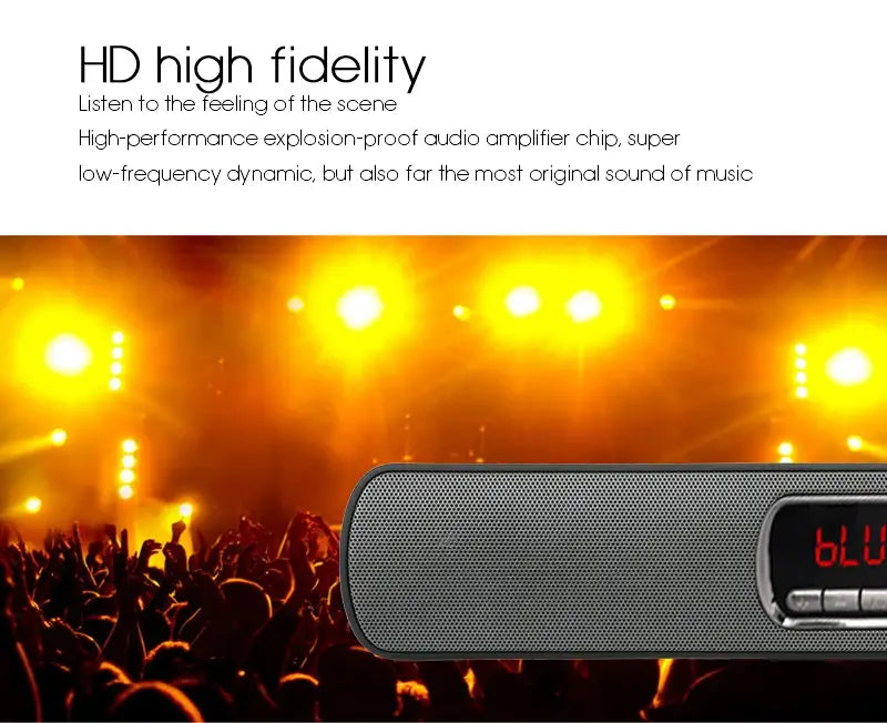 TOPROAD Portable Wireless Bluetooth Speaker Super Bass Stereo Dual Loudspeaker TF FM Radio USB LCD