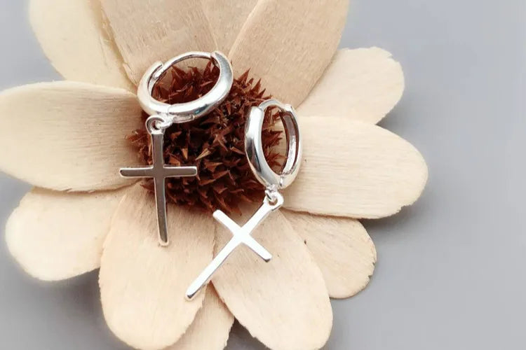 Flyleaf 925 Sterling Silver Cross Dangle Earrings For Women New Trend Lady Fashion Jewelry Pendientes Mujer Moda