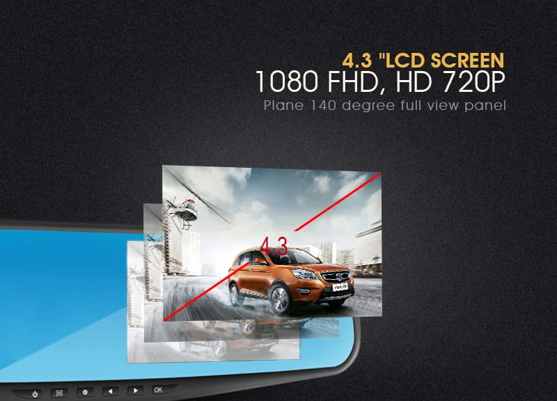 ANLUD Car Camera DVR Dual Lens Dash Cam Rear View Mirror Auto Video Recorder GPS Detector