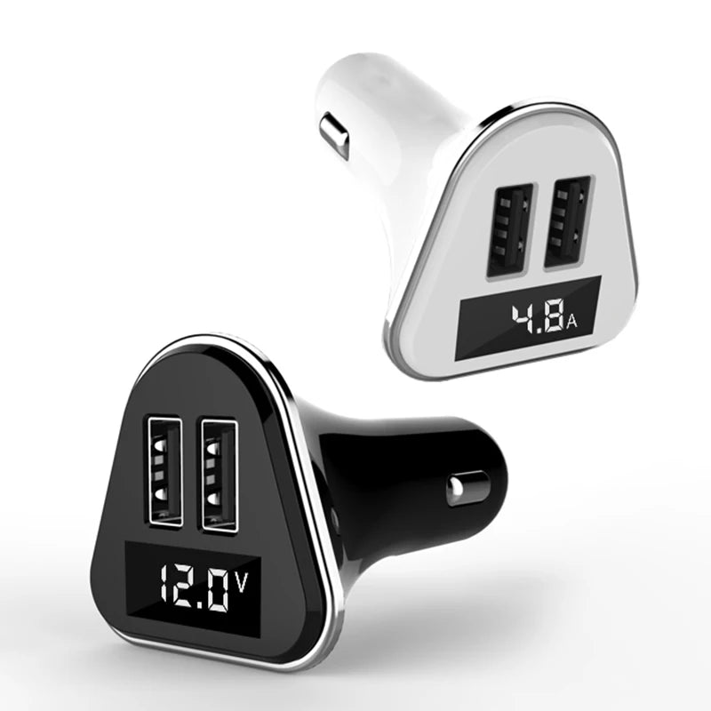 Anlud Dual USB Universal ABS + PC LED Screen Car Charger with Volatge Display