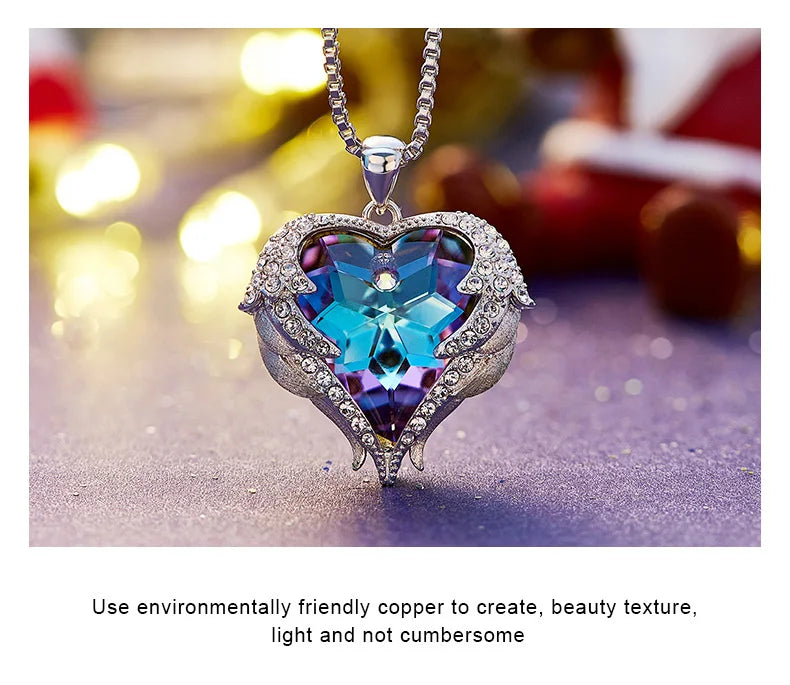 Cdyle Angel Wings Necklace Crystals from Swarovski Necklaces Fashion Jewelry For Women Heart Of Mother’s Day Gifts
