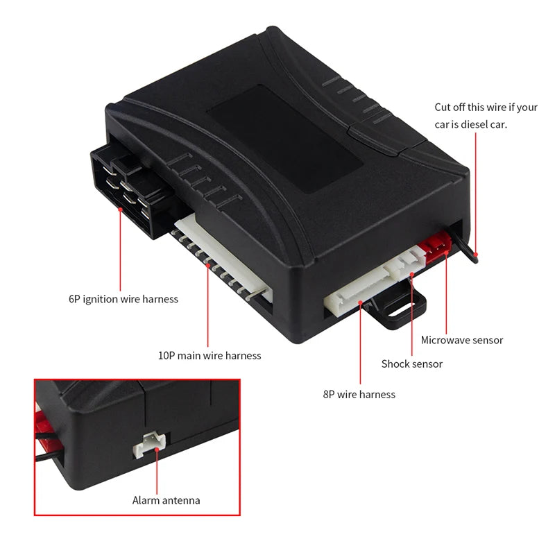 EASYGUARD Two Way Car Alarm Keyless Entry System Remote Starter Lcd Pager Display Vibration Microwave Sensor Warning 2