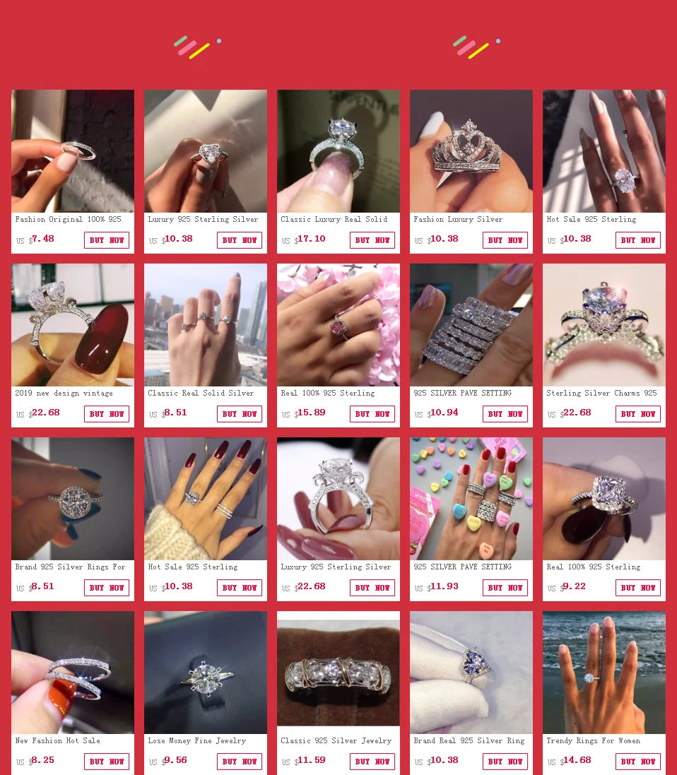 vintage 925 Sterling silver wedding rings for Women Luxury Simulated Diamond engagement Rings set 3 in bridal jewelry